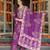 Women purple poly chanderi floral embroidered straight kurta trousers with dupatta