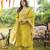 Women yellow poly chanderi floral embroidered straight kurta trousers with dupatta