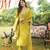 Women yellow poly chanderi floral embroidered straight kurta trousers with dupatta