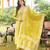 Women yellow poly chanderi floral embroidered straight kurta trousers with dupatta