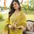 Women yellow poly chanderi floral embroidered straight kurta trousers with dupatta