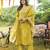 Women yellow poly chanderi floral embroidered straight kurta trousers with dupatta