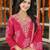 Women red poly chanderi floral embroidered straight kurta trousers with dupatta