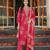 Women red poly chanderi floral embroidered straight kurta trousers with dupatta