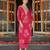 Women red poly chanderi floral embroidered straight kurta trousers with dupatta