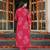 Women red poly chanderi floral embroidered straight kurta trousers with dupatta