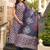 Women blue rayon geometric printed straight kurta trousers with dupatta
