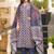 Women blue rayon geometric printed straight kurta trousers with dupatta