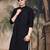 Black cotton embroidered kurta for men