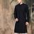 Black cotton embroidered kurta for men