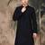 Black cotton embroidered kurta for men