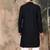 Black cotton embroidered kurta for men