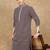 Purple cotton embroidered kurta for men