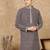 Purple cotton embroidered kurta for men