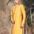 Mustard silk blend embroidered kurta for men