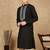 Black cotton embroidered kurta for men