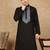 Black cotton embroidered kurta for men