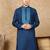 Blue cotton embroidered kurta for men