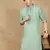 Green cotton embroidered kurta for men