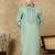 Green cotton embroidered kurta for men