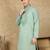 Green cotton embroidered kurta for men