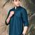 Firozi silk blend embroidered short kurta for men