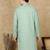 Green cotton embroidered kurta for men