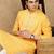 Yellow cotton embroidered kurta for men