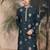 Blue silk blend thread work kurta for men