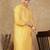 Yellow cotton embroidered kurta for men
