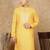 Yellow cotton embroidered kurta for men