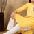 Yellow cotton embroidered kurta for men