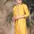 Mustard silk blend embroidered kurta for men