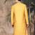 Mustard silk blend embroidered kurta for men