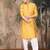 Mustard silk blend embroidered kurta for men