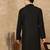 Black cotton embroidered kurta for men