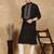 Black cotton embroidered kurta for men