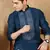Blue cotton embroidered kurta for men