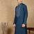 Blue cotton embroidered kurta for men