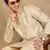 Beige cotton embroidered kurta for men