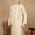 Beige cotton embroidered kurta for men