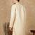 Beige cotton embroidered kurta for men