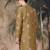 Brown silk blend thread work kurta for men