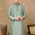 Green cotton embroidered kurta for men