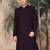 Purple silk blend thread work kurta for men