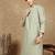 Green cotton embroidered kurta for men