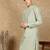 Green cotton embroidered kurta for men