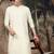 Off white silk blend thread work kurta for men