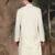 Off white silk blend thread work kurta for men