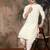 Off white silk blend thread work kurta for men